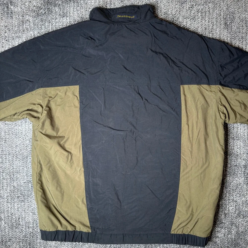 Field and Stream Vintage Mens 2XLT Tall Colorblock Jacket Black Olive Green Zip